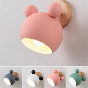 Lámpara de ratón Micky, luces de pared de madera, luz de pared moderna para dormitorio, habitación de niños, lámpara de pared nórdica 233h