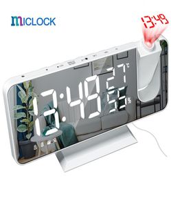 Miclock 3D Projection Alarm d'alarme Horloge numérique Radio avec chargeur USB 18cm grand miroir Affichage Affichage alarme Auto Dimmer9913413