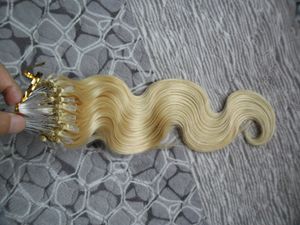 Micro Loop Ring Extensiones de cabello Human Blonde Brazilian Body Wave Hair micro loop extensiones de cabello humano 100g micro bead extensions