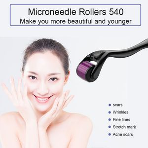 Micro Aguja 540 Derma Roller Dermaroller Titanio Herramientas para el cuidado de la piel de la cara Instrumento de introducción de micro agujas faciales para el crecimiento del cabello