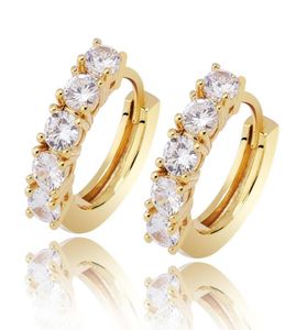 Micro Pave CZ Round Stud Hoop Ooy Earrings Gold Silver Fashion Iced Out Diamond Oreing Hip Hop Rock Jewelry for Men Women4130261
