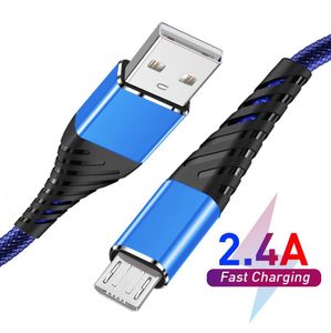 Cables Micro USB tipo c, red de pesca de metal trenzada OD5.0, Cable de datos de carga rápida para Samsung, Android, cargador de teléfono móvil intacto