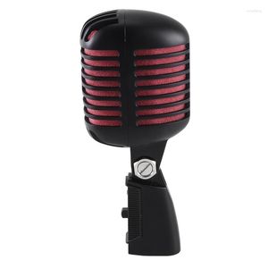 Microphones 1 Piece Professional Classic Retro Dynamic Vocal Microphone Black & Red Metal Swing Mic For Live Performance Karaoke