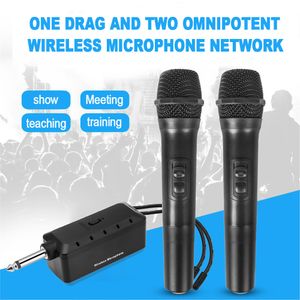 Microphones A Onetooonetwo Black Wireless Microphone Professional Receiver Transmetteur Système Mic de poche universel pour la fête à domicile Karaok 230518