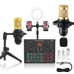 Microphones BM800 Condenseur Microphone D6 Mélangeur Carte son en direct jeu Set jeu USB Recordage PC Téléphone d'ordinateur professionnel BT Trépied Stand