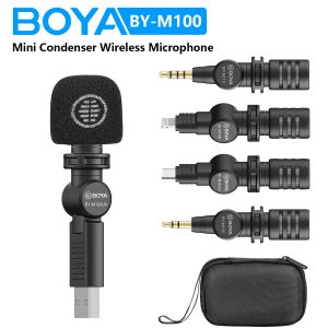 Microphones Boya BYM100 MINI MINI CONDENSER WIRESS Microphone Plug et lecture pour PC Mobile Android Youtube Live Streaming Audio Recording Vlog