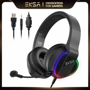 Micrófonos auriculares EKSA E400 Gaming para auriculares auriculares con auriculares con cable PC Auriculares sobrecargadores con cancelación de ruido de micrófono para PS4/PS5/Xbox