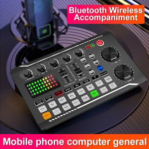 Microphones F998 Sound Card Bluetooth Network Celebrity Anchor Broadcast Ensemble complet d'équipement chantant avec des lumières compatibles avec