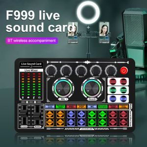 Microphones F999 Mixer Bluetooth SoundCard Audio micr USB Externe Two Cell Phone Streaming