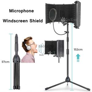 Micrófonos Micrófono plegable Filtro pop Trípode de piso Micrófono de condensador Kits de pantalla de viento Escudo de aislamiento para bm800 Parabrisas de micrófono HKD230818