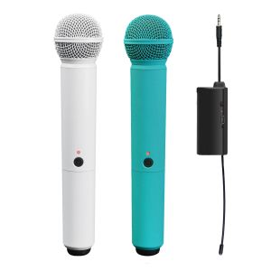 Microphones Heikuding Système de microphone sans fil pour micro-cordon de carte de son pour microphone rechargeable karaoké et récepteur de 3,5 mm