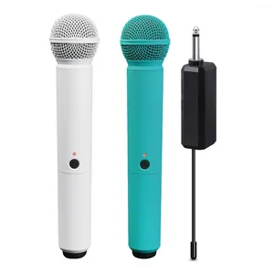 Micrófonos Sistema de micrófono inalámbrico Heikuding para tarjeta de sonido Micrófono inalámbrico Karaoke recargable y receptor de 6,35 mm