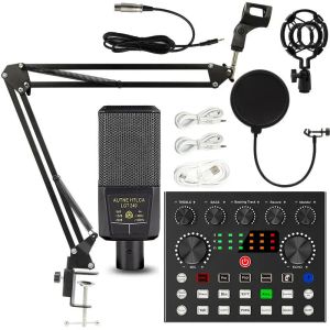 Microphones Karoke Live Microphone Sound Card Kit de carte Podcast Podcast Home Studio Recording Equipment Set for Streaming ordinateur portable PC CO