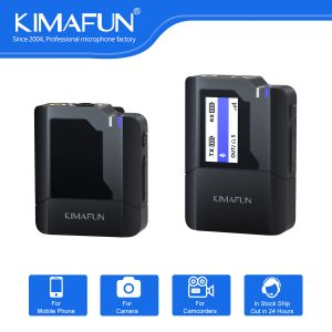 Micrófonos KIMAFUN 2.4G MIC de solapa del sistema de micrófono Wiralier Wiralier con pantalla TFT para Tiktok de videoclana DSLR de teléfono inteligente Tiktok