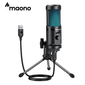 Microphones MAONO Gaming USB Microphone Desktop Condenser Podcast Microfono Recording Streaming Microphones With Breathing Light PM461TR RGB 231123