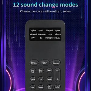 Microphones Mini Switcher audio Sound New Mic Tool USB Changeur de voix 12 Modes de modification du son Microphone Live Sound Carte claire réglable