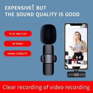 Microphones New K1 Wireless Lavalier Microphone Portable Audio Video Enregistrement micro Live Game Mobile Phone Camera pour iPhone Android