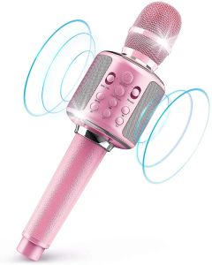 Micrófonos karaoke micrófono Bluetooth Wireless Mic Máquina de canto con dueto cantar Registro Registro Reverb Adult Kid Gift For Home KTV