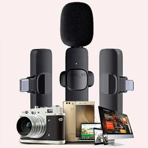 Microphones Portable Wireless Lavalier Microphone pour iPhone / Android / Samsung New K9 2023 Mobile Audio and Video enregistrement de la diffusion Mini microphoneq