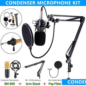 Microphones Microphone à condensateur professionnel BM 800 pour ordinateur O Karaoké Mikrofon Studio Ensembles d'enregistrement Slivery Bleu Noir Rose D Dhzmb