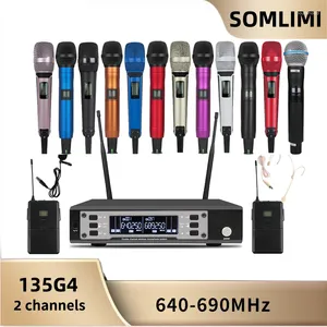 Microphones SOMLIMI EW135G4 Récepteur unique Double microphone à main multicolore de haute qualité