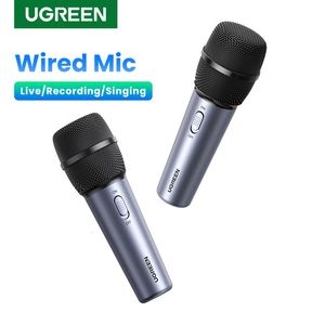 Microphones UGREEN Microphone filaire chant enregistrement en direct avec câble Audio 3 5mm micro portable pour PC téléphone jeu karaoké système domestique 231117