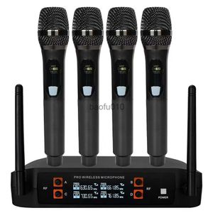 Micrófonos UHF Sistema de micrófono inalámbrico de 4 canales con 2 micrófonos de mano inalámbricos Lavalier Auriculares Micrófonos 328 pies para karaoke Fiesta Boda HKD230818