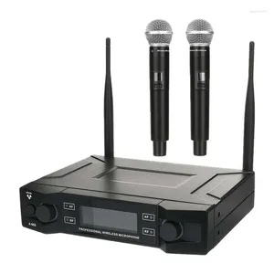 Microphones sans fil double microphone à main 2 canaux VHF Mic KTV Système Karaoke EU Plug