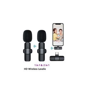 Microphones Wireless Lavalier Microphone Portable O Video Enregistrement Mini micro pour téléphone Android Live Broadcast Gaming Microfonoe Drop Dhfq7