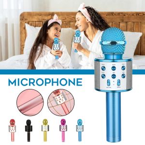 Microphones Microphone sans fil pour enfants Téléphone mobile Karaoké Microphone Vocal Portable Singing Enregistrement Mike 3D Stéréo Mini micro