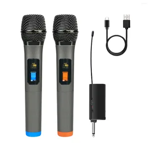 Microphones Microphone sans fil UHF Système de micro dynamique portatif avec récepteur rechargeable Portée de 100 pieds Prise 1/4 ''