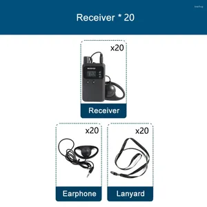 Microphones Wirelesslinkx Système de guidage touristique sans fil Audio 20 Récepteurs pour conférence Factory de traduction simultanée Visitez le tourisme