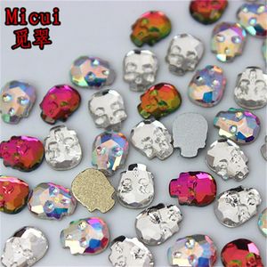 Micui 100PCS 6 8mm Crâne Non Fix Flatback Cristaux Strass En Verre Pierre Nail Strass Strass Pour Vêtements Applique ZZ713250P