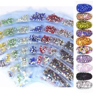 Micui 1440 pièces mélange 6 taille SS3-SS10 cristal de verre AB Strass dos plat rond Nail Art pierres cristaux de Strass non fixables pour bricolage 271f