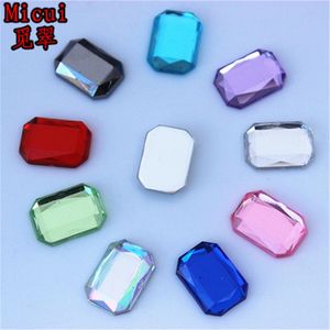 Micui 200 pièces 10 14mm dos plat cristal acrylique Strass pierres de cristal pierres précieuses rectangulaires pour vêtements artisanat ZZ717259Q