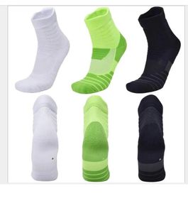 Calcetines de baloncesto de barril medio Calcetines deportivos de élite para hombres y mujeres Medias con base de toalla en negro, blanco y verde