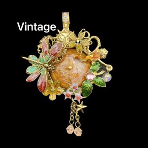 Pendentif Vintage moyen KF ange libellule petite fleur étoile souhaitant piscine pendentif émail avec Attraction magnétique