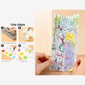 Mideer 20 feuilles de poche livre de dessin 6 couleurs pour enfants girl art coloriage livre avec pinceau ensemble de peinture aquarelle solide