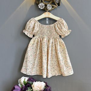 Mihkalev patrón estampado niños vestido de verano para niñas 2021 Floral princesa vestidos niños algodón cumpleaños fiesta tutú vestido Q0716