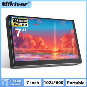 Miktver S701H MINI 7 pouces écran industriel HD 1024x600 Monitor TFT Panneau Métalage en métal avec entrée VGA AV 5V / 2A Power USB 240327