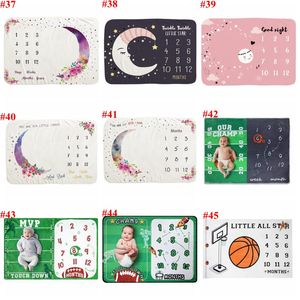 Milestone Blankets Newborn Photography Background Baby Flannel Blankets Infant Flowers Number Swaddle Letter Softball Swaddling Wrap B7484