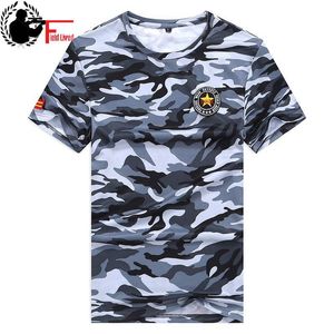 Camouflage militaire T-shirt pour hommes à séchage rapide Big Taille Plus Large 6XL 7XL 8XL T-shirt pour hommes T-shirt d'été à manches courtes Camo Army T-shirt 210518