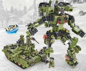 Minifig militar Bloques de construcción Bloque de tanques Robots transformadores Pequeño juguete de plástico Partículas Bloque de construcción militar Transformador Juguetes devastadores Niño Juguete creativo de bricolaje