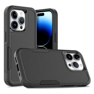 Estuche para teléfono resistente a prueba de golpes de grado militar para iPhone 15 11 12 13 14 Pro Max XR XsMax SE 8Plus TPU suave híbrido de doble capa y PC dura con cubierta con orificio para cordón