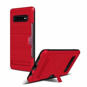 Hybrid Brushed Armor Phone Case Kickstand Card Holder Protector pour iPhone X XR XS Max Samsung S10 S9 Note9 Huawei P30 Mate 20