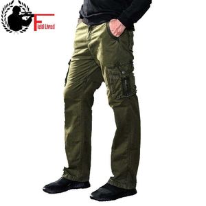 Pantalon militaire Cargo pour hommes Pantalons décontractés Combat Army Style Tactique Travail Coton Mâle Pantalon Multi Poche Lâche Jogger Gris Vert 210518
