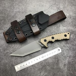 Miller Bros.Blades M27 Cuchillo recto AUS-8 Tanto Blade G10 mango con funda Kydex Survival Military Tactical Gear Defense Caza al aire libre Camping Navajas de bolsillo