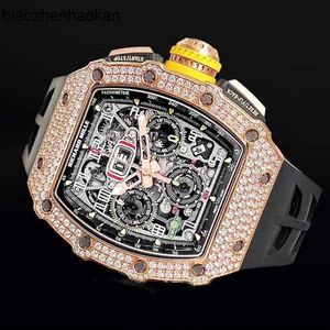 Mils Richamills Watch RM1103 Diamond Set Original Chaîne Chronologie Chronologie 18K Rose Gold Fashion