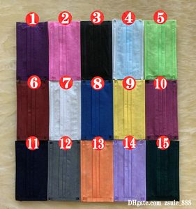 Paquet de vente au détail 10pcs / pack 15 couleurs Masque facial 3 couches de grande taille pour le luxe adulte AAA + Masques de designer jetables de qualité Protecteur Navire confortable en 12 heures