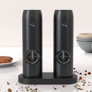 Mills Automatic Pepper Grinder Salt And Pepper Grinder USB Rechargeable Adjustable Coarseness Spice Mill With LED Light Kitchen Tool 230506